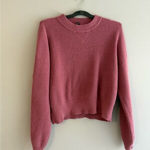 Forever 21 Ribbed Crewneck Sweater in Dusty Rose
